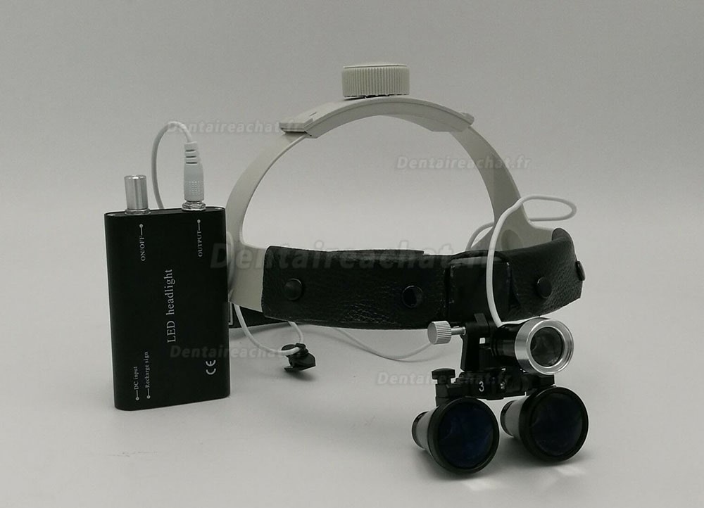 3.5X 420mm Loupe binoculaire dentaire bandeau en cuir + LED lampe frontale médical